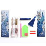 5D Diamond Painting Bookmarks Peacocks 4 Pack Kits for Adults 21x6cm DIY Bookmarks with Tassel Special Shape Diamonds Partial Drill Arts Crafts Set Rhinestone Dot Gifts 8.3x2.4 Inch