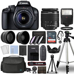 Canon EOS 4000D / Rebel T100 Digital SLR Camera Body w/Canon EF-S 18-55mm f/3.5-5.6 Lens 3 Lens DSLR Kit Bundled with Complete Accessory Bundle + 32GB + Flash + Case & More - International Model
