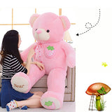 YXCSELL 3 FT 39" Bright Pink Cute Soft Plush Stuffed Animals Giant Teddy Bear Toys with Strawberry Embroidery