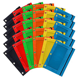 Binder Pencil Pouches for 3-Ring Notebook Binder, 30 Pack Zipper Pen Cases Bulk in Assorted Colors, Pencil Pockets for Office College School Supplies Cosmetics…