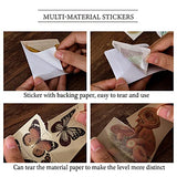 MTYNB 240PCS Vintage Stickers Scrapbook Paper Packs, Butterflies, Mushroom,Flower, Plant Aesthetic Scrapbooking Supplies kit for Junk Journal DIY journaling Arts Crafts Brown