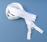 Zipper, White #10 YKK Brand Separates at the Bottom, Marine Grade Metal Tab Slider, Heavy Duty (48"