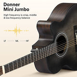 Donner 40 Inch Beginner Acoustic Guitar Cutaway Acustica Guitarra Bundle Kit with Pickup Free Online Lesson Bag Tuner Capo Strap Mini Jumbo for Adult Travel Teen Right Hand Black Brown DAJ-110CD