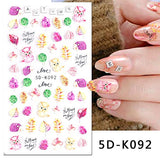 Fall Nail Art Stickers Maple Leaf Nail Decals 5D Realistic Autumn Thanksgiving Day Nail Art Decorations Supplies 5D Maple Leaves Pumpkin Owl Hedgehog Cute Design Acrylic Nail Art for Women 3 Sheets