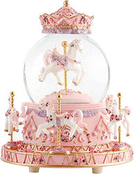 Happy Birthday Carousel Music Box Gift, Merry Go Round Snow Globe Birthday Gifts for Wife Mom Girls Women Daughter Sister Musical Box Play Happy Birthday to You