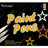 White Paint Pen, 0.8mm Acrylic 4 White, 2 Gold, 2 Silver Permanent Marker Pens for Wood Rock Plastic Leather Glass Stone Metal Canvas Ceramic Marker Extra Very Fine Point Opaque Ink, 8 Pack