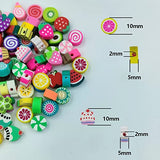 200pcs Fruit Clay Beads-Mixed Candy Polymer Clay Beads Charms for Bracelet Necklace Jewelry Making (Fruit)