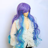 9-10 inch Fit for 1/3 inch Long Weaving Curly Wigs Blue Green Purple Layers High Temperature Synthetic Fiber Wire Boy Man Hair Wig for 1/3 BJD SD Doll