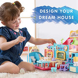 iPlay, iLearn Kids Dollhouse Playset, Girls Pretend Play Doll House School Set W/ Portable Backpack and Accessories, Birthday Gifts for Age 3 4 5 6 Year Old Kindergarten Toddlers Preschoolers
