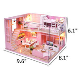 Ogrmar 1:24 Scale Dollhouse Miniature with Furniture, DIY Dollhouse Handmade Mini Apartment Model Kit Plus Dust Cover & LED Light, Creative Room Toys for Children Gift (Dream Angels)