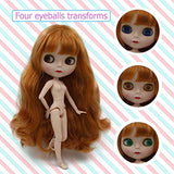 1/6 BJD Doll, 4-Color Changing Eyes Matte Face and Ball Jointed Body Dolls, 12 Inch Customized Dolls Can Changed Makeup and Dress DIY. Nude Doll Sold Exclude Clothes (SNO.16)
