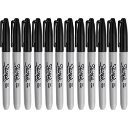 Sharpie Permanent Markers, Fine Point Black Ink, 12-Count (12-Count, black)