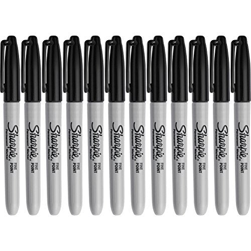 Sharpie Permanent Markers, Fine Point Black Ink, 12-Count (12-Count, black)