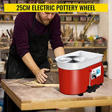 VEVOR Pottery Wheel, 25cm Pottery Forming Machine, 350W Electric Pottery Wheel with Adjustable Feet Lever Pedal DIY Clay Tool with Tray for Ceramic Work Clay Art DIY Clay, 10 Piece