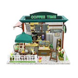 WYD DIY Model Kits Dollhouse Kits Miniature House Kit Model with LED Lights and Dollhouse Kit for Coffee Time Cottage (Coffee Shop)