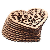 RayLineDo 10pcs Heart Shaped Hollow Design Wooden Embellishments 80MM With Lanyard for Crafting and