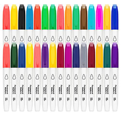 Permanent Markers, 30 Colored Fine Point Permanent Marker Pens, Works On Paper, Glass, Metal, Ceramics and Perfect for Painting Coloring Crafting