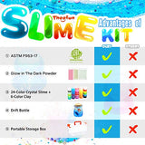 Slime Kits, Glow in The Dark DIY Slime Kit for Girls Boys, Theefun Art Crafts Toy 126Pcs Slime Supplies Included 24 Crystal Slime, 6 Clay, 48 Glitter Powder, Great Gifts for Kids Age 3+ Years Old