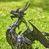 Zaer Ltd. Metal Dragon Statue Decoration (Low Wings, Tail Up)