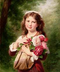 Fritz Zuber-Buhler Portrait of a Young Girl Private Collection 30" x 25" Fine Art Giclee Canvas Print (Unframed) Reproduction