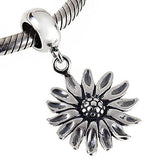 Sunflower Charm 925 Sterling Silver Flower Pendant Dangle Bead for Bracelet