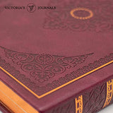 VICTORIA'S JOURNALS Mini Notebook Pocket Vintage Embossing Journal Hard Cover Lined Old Looking Travel Diary Gilded Edge Ribbon Bookmark, 6.5'' x 4.7'', Burgundy (ONB1008)
