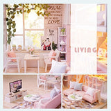 CUTEBEE Dollhouse Miniature with Furniture, DIY Dollhouse Kit Plus Dust Proof and Music Movement, 1:24 Scale Creative Room Idea(Tranquil Life)