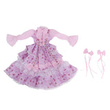 Pink Ball Gown Dress with Hair Clip for 1/3 BJD Night Lolita Dolls Clothes