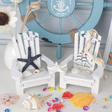 4 Pack Wooden Handmade Mini Chair Ornament Beach Decor Nautical Decoration for Dollhouse Bathroom Bedroom Decor Home Decor Article Home Office Desk , 4 x 3.75 x 3.75 inches（White）