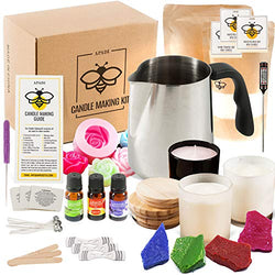 DIY Soy Candle Making Kit for Adults with Big Glass Candle Jars - Candle Making Supplies - Candle Rose Mold - Wicks - Soy Wax Flakes Candle Making Kits - Full Beginners Set