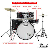Pearl Roadshow Drum Set 5-Piece Complete Kit with Cymbals and Stands Pure White (RS525SC/C33)