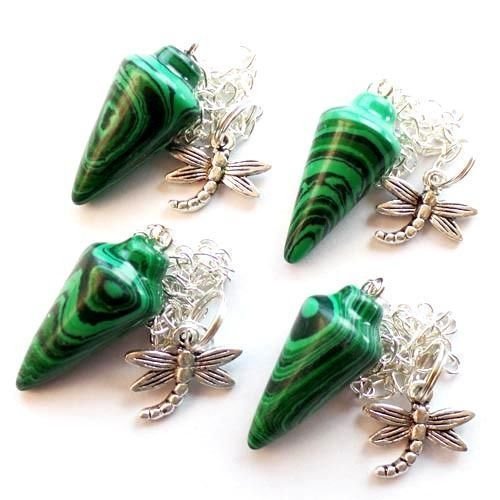 4pcs Intriguing Malachite Pendulum & Tibet Silver Pendant Bead DIY Jewelry Making stone Random send