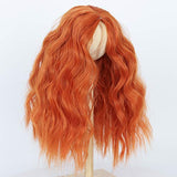 Miss U Hair 9-10 Inch 1/3 BJD Doll Wig MSD DOD Pullip Dollfie Long Kinky Curly Hair Not for Human (Center Part Orange)