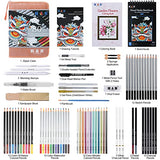 H & B 80 Pack Drawing & Art Supplies Kit,Colored Sketching Art Pencil kit with 3-Color Sketch Pad,Coloring Book,Include Graphite,Charcoal,Watercolor,Metallic & Oil-based Colored Pencils(Pink)