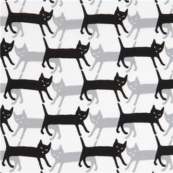 White Robert Kaufman grey black cat fabric Sevenberry Mini Prints (per 0.5 yard units)