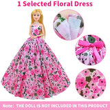 32 Pcs Doll Clothes and Accessories 1 Floral Long Dress 3 Fashion Skirts 5 Mini Dresses 3 Tops 3 Pants Clothes Set 10 Shoes 5 Necklaces 5 Crowns Fashion Pack Casual Outfits Perfect for 11.5 inch Dolls