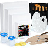 50 Pack Canvas Painting Kit, Shuttle Art Painting Supplies with 28 Multi Sizes Canvas Boards for Painting and 22 Tools including Paint Brushes, Palette, Painting Knives for Acrylic, Oil, Gouache Paint