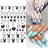 Nail Art Stickers Decal Nail Art Supplies 3D Heart Bunny Nail Decals for Nail Art DIY Self Adhesive Nail Sticker Designs Luxury Designer Nail Stickers for Nail Art Decoration Manicure (6 Sheets)