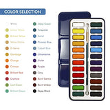 MozArt Supplies Watercolor Paint Essential Set - 24 Vibrant Colors - Lightweight and Portable - Perfect for Budding Hobbyists and Professional Artists - Paintbrush Included
