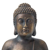 Glitzhome MGO Meditating Buddha Statue, 19 Inch Tall, Bronze