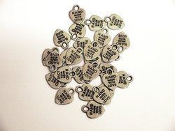 Hammered Metal "Hand Made with Love" Charms - Pkg of 70 - Personalize Your Jewelry and Craft