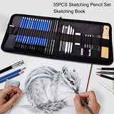 CHIVENIDO Sketching Pencil Set - Professional Drawing Pencils Graphing Art Set 35 Pieces Sketching Pencils Set with Sketch Book & Drawing Tools, Ideal Gift for Artists Adult and Kids (35pcs)