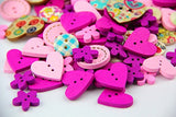 RayLineDo One Pack of Over 190PC s Pink&Purple Various Shapes 2 Holes Wood Buttons(15-20MM) Package