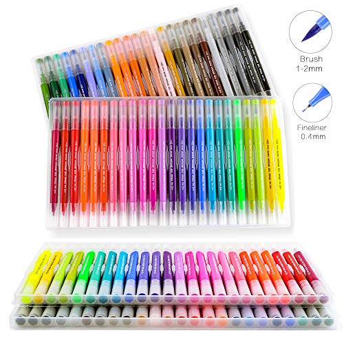  Journal Calligraphy Art Markers, 48 Colors Dual Tip