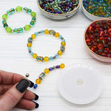 Over 500 Colored Line Glass Beads for Jewelry Making for Adults - Dichroic Glass Bead Kit with Free 10 Meter Black Wax Cord & 0.6 Stretch Cord - DIY Jewelry Supplies