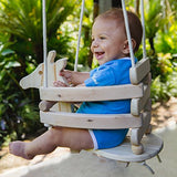 Ecotribe Wooden Giraffe Swing Set for Toddlers - Smooth Birch Wood with Natural Cotton Ropes