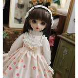 HMANE BJD Clothes 1/6, Flower Bubble Skirt Printed Dress for 1/6 BJD Dolls (No Doll)