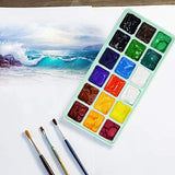 Gouache Paint Set Jelly Cup 18 Vibrant Colors Non Toxic Paints with Portable Case Palette for Artist Canvas Painting Watercolor Papers, Rich Pigment, 30ml/Cup(Green)