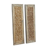 Deco 79 Wood Abstract Woven Seagrass Wall Decor, Set of 2 38"H, 12"W, Brown