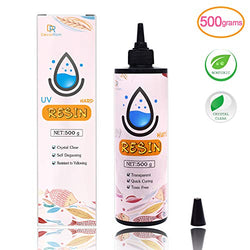 UV Resin - 500g Upgrade Crystal Clear Hard Glue Ultraviolet Curing Epoxy Resin for Jewelry Making Craft Decoration - Transparent Solar Cure Sunlight Activated Thin Resin for Mold, Casting and Coating